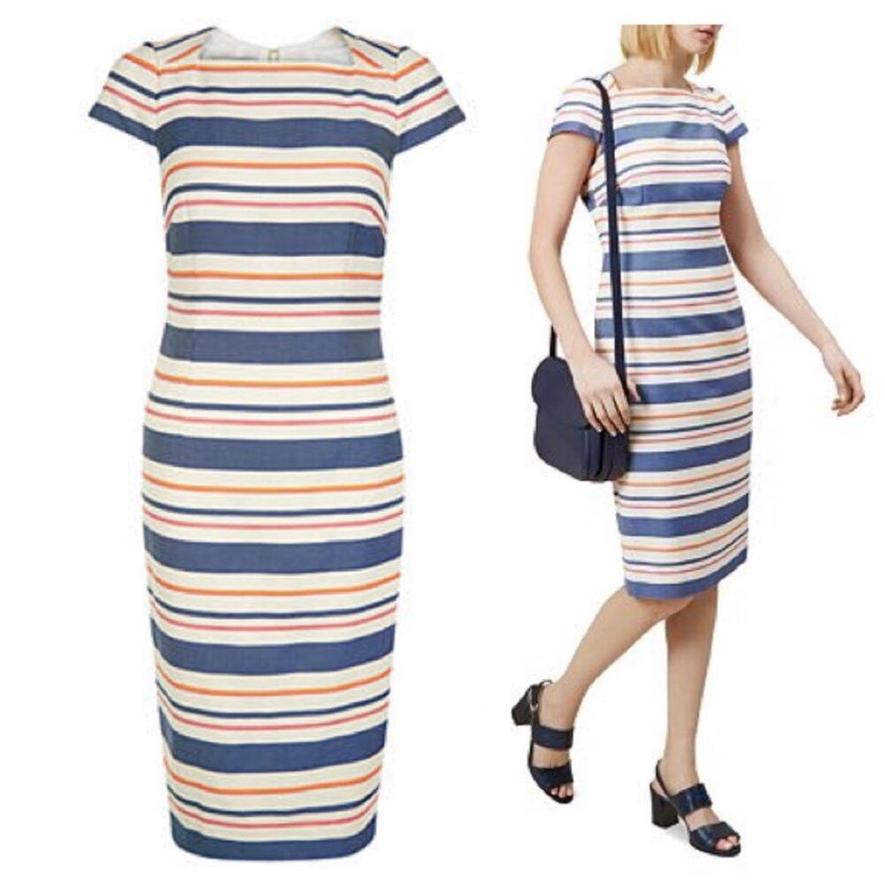 Hobbs London Andara Dress in Striped Multi